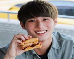 Ben Tang eating non vegetarian food